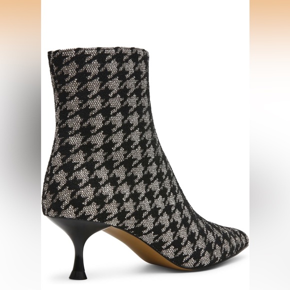 Betsey Johnson Parkker Pointed Toe Kitten Heels Houndstooth Textile Booties 7.5 - Picture 9 of 10